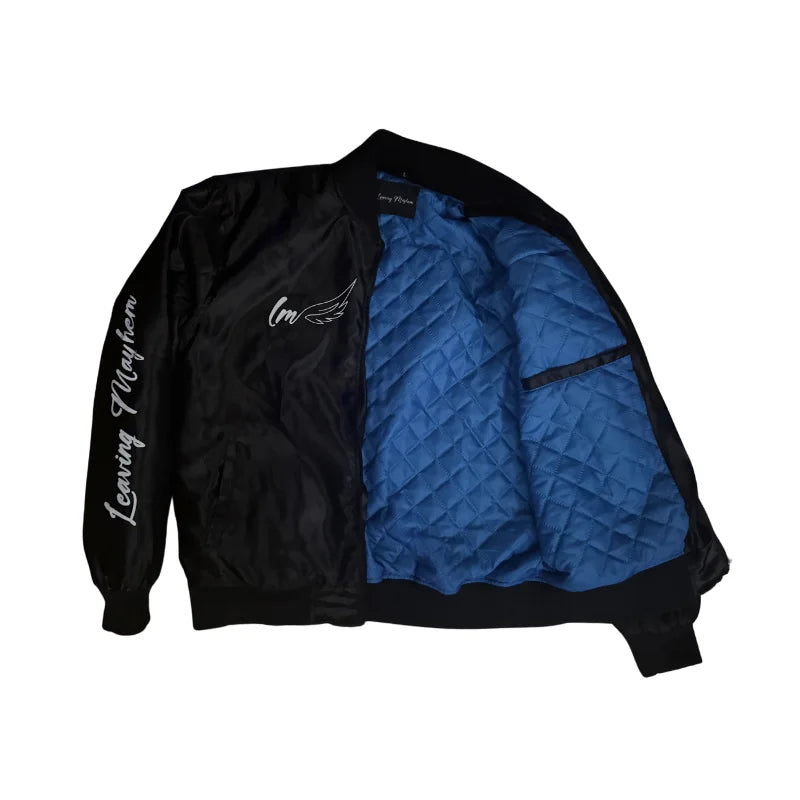 inside of leaving mayhem bomber jacket