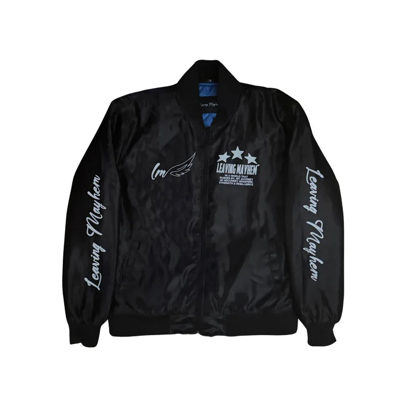 front of leaving mayhem bomber jacket